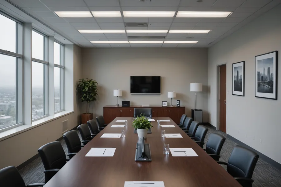 M&A practice conference room with document review materials